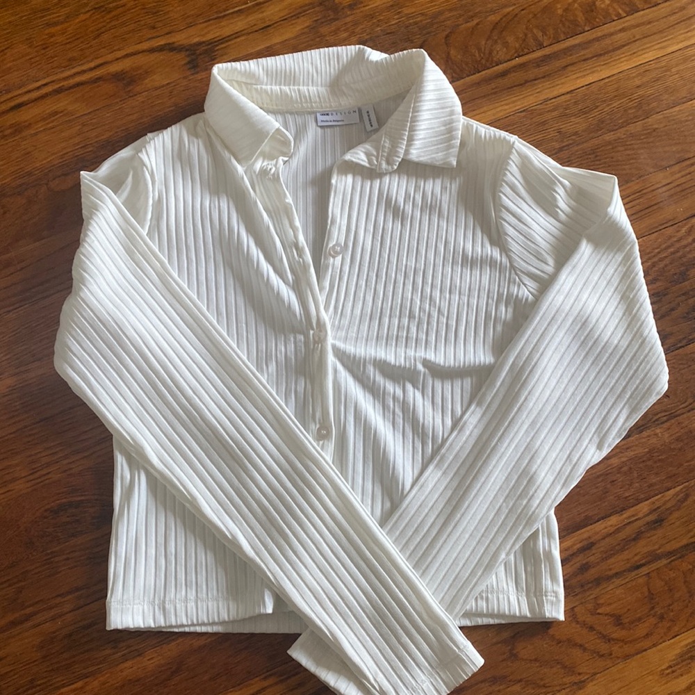 ASOS DESIGN White Button-Up Crop Top